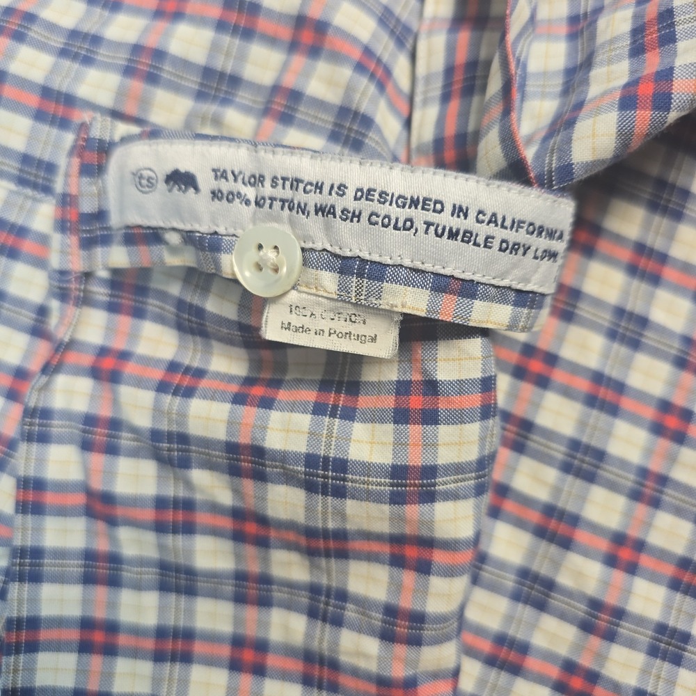 Taylor Stitch Plaid Button-Down Shirt in White, Blue, Pink - Picture 4 of 7